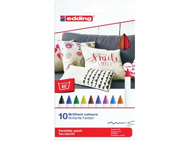 Feutre Textile Edding 4600 paquet de 10 pièces assorti