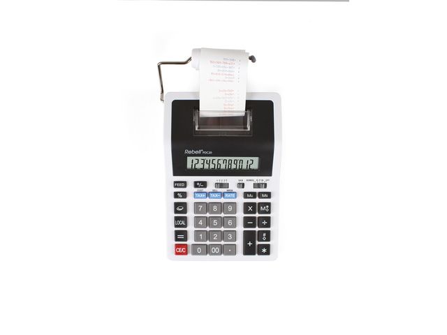 Calculator Rebell-PDC20-WB wit-zwart print | RekenmachinesWinkel.nl