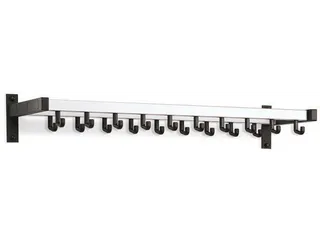 Wandgarderobe 1000x330mm 19 Haken Hoedenplank Aluminium-Zwart - 1