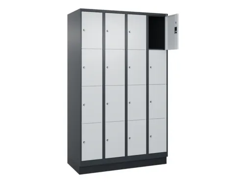 lockerkast,HxBxD 1950x1200x500mm,4x4vakken,vak B 300mm,cil.-slot