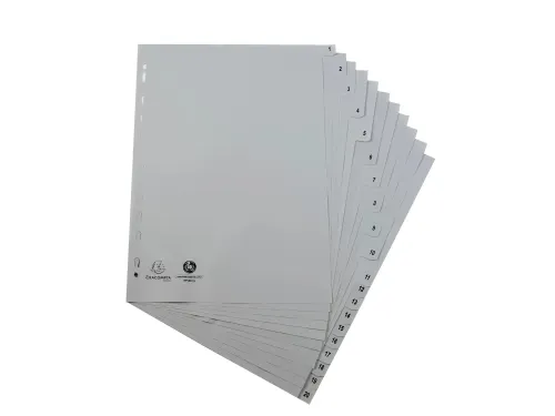 Tab. gerecycled PP A 4 bedrukt 1-20 grijs