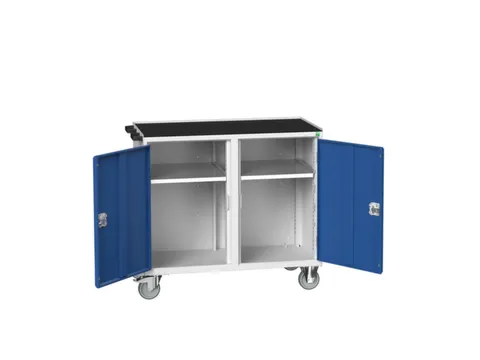 montagetafel 965x1050x550mm staalblad 2 kasten RAL7035 front RAL5010