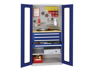 Materiaalkast Vensterdeuren 1950x1000x600mm 4laden 1legbord Ral5010 - 1