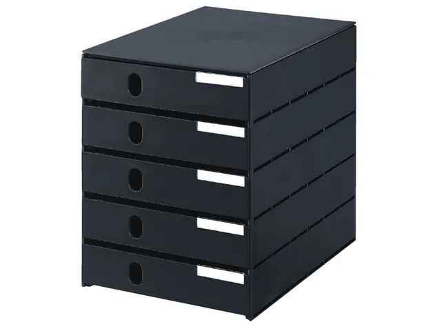 Ladenbox Styroval 5 Laden Zwart Gesloten