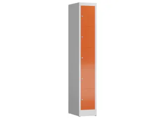 Lockerkast 1800x310x500mm 1x5 vakken cilinderslot, sokkel, RAL3000 - 1