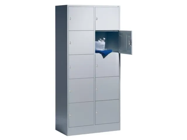 lockerkast,HxBxD 1950x900x480mm,2x5vakken,romp RAL7016,front RAL7016