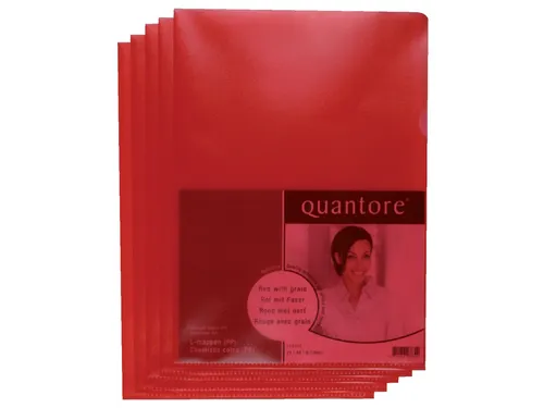 Insteekmap L-model Quantore A4 PP 0.12mm rood 25 stuks