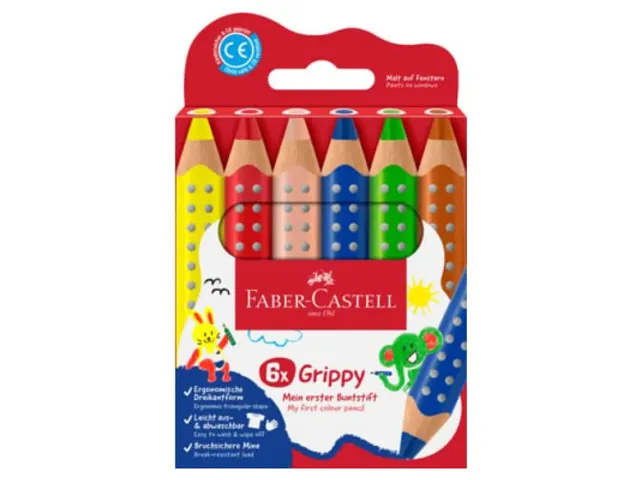 Crayons de couleur Faber-Castell Grippy XXL Jumbo, étui de 6 pièces
