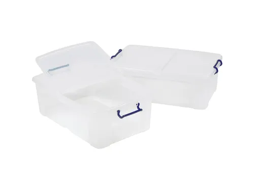 Opbergbox Plastic Transparant 50 Liter met Gedeelde Deksel
