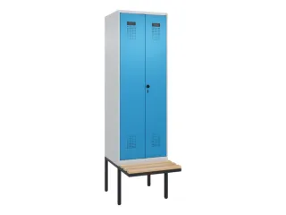 PBM-locker met bank,HxBxD 2120x600x815mm,2vak,vak B 300mm,draaigrendel - 2