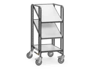Esd-eurobakkenwagen 9381 250kg 600x400mm 3 Etages Hout Ral7015 - 1