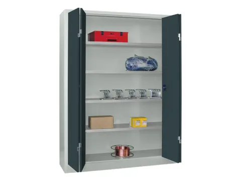Vouwdeurkast 1950x1500x400mm 4legborden Verzinkt Ral7035 Front Ral7016