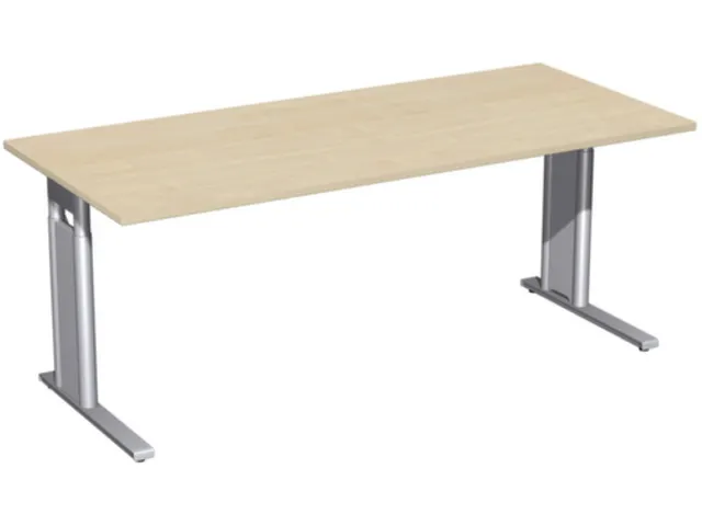 Bureau C-Poot Hxbxd 680-800x1800x800mm Decor Esdoorn Zilverkleurig