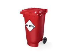 UN-bak,v. spuitbussen,kunststof,rood,200l,HxLxB 1045x674x580mm