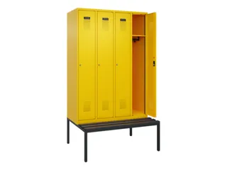 locker met bank,HxBxD 2120x1200x815mm,4vak,vak B 300mm,cilinderslot - 1