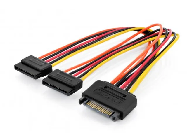 Interne Y-voedingskabel SATA 15p naar 2x SATA 15p 0,3m mannelijk/vrouw