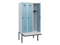 locker met bank,HxBxD 1950x900x815mm,3vak,vak B 300mm,draaigrendel
