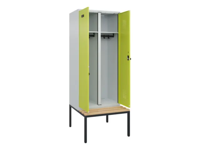 locker met bank,voor scheiding van kleding,HxBxD 2120x800x815mm,2vak