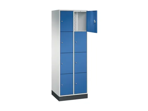 lockerkast,RAL 7035/RAL 5010,HxBxD 1950x620x500mm,2x4vakken,cil.-slot