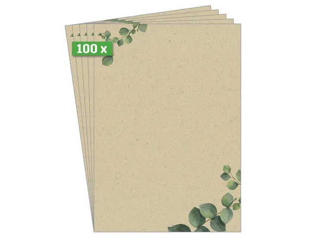 Papier avec motif Sigel Ecucalyptus A4 motif double-face papier herbe