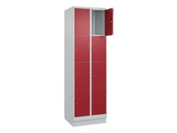 lockerkast,HxBxD 1950x600x500mm,2x4vakken,vak B 300mm,cil.-slot,sokkel