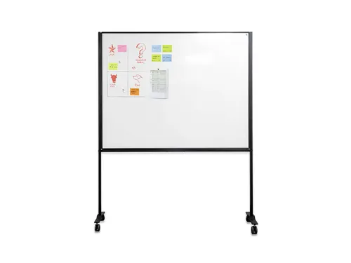 Verrijdbaar Whiteboard Workboard 120x150cm Gelakt Staal zwart profiel