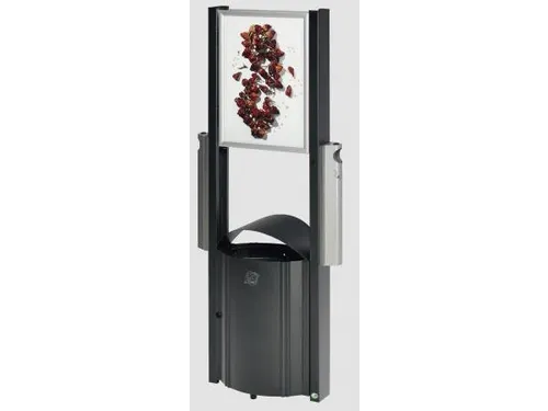 Afvalbak RVS 50 liter 800x480mm verzinkt 2asbakken reclamevlak