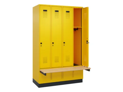 locker met bank,HxBxD 1950x1200x815mm,4vak,vak B 300mm,draaigrendel