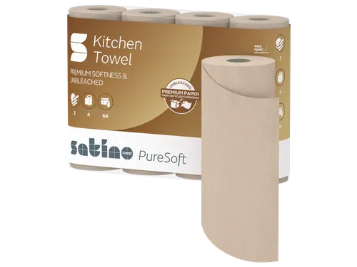 Keukenrol Satino 175891 PureSoft 3laags 4x64 vel naturel