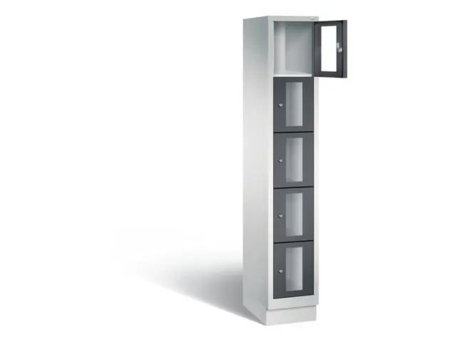 Lockerkast 1800x320x500mm 1x5 vakken Cilinderslot, Sokkel, RAL7021