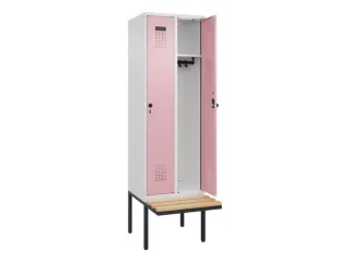 locker met bank,HxBxD 2120x600x815mm,2vak,vak B 300mm,draaigrendel - 2