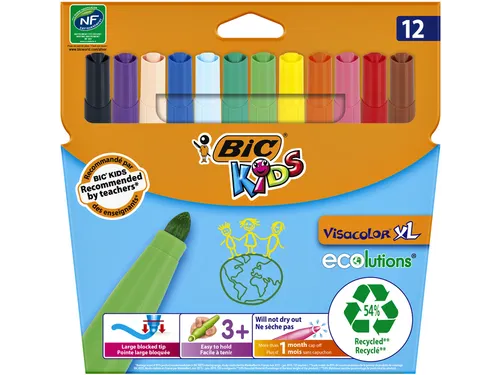 Kleurstiften BicKids Visacolor XL Ecolutions assorti etui á 12 stuks
