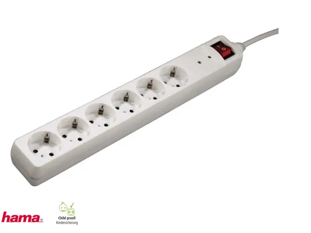 Tafelcontactdoos 6-voudig Beveiligd 500cm Wit Randaarde