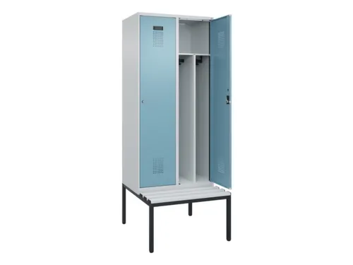 locker met bank,voor scheiding van kleding,HxBxD 2120x800x815mm,2vak