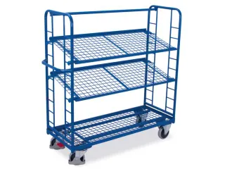 Bijzetwagen 3 Etages 250kg Laadvlak 1320x537mm Draadgaas - 1