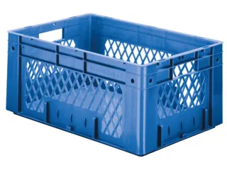 Euronorm Stapelkrat 270x600x400mm 50l Opengewerkt/Bodem Gesl. Blauw - 1