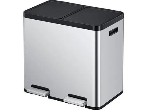Afvalbak EKO Essential Recycler pedaalemmer 2x22 liter RVS