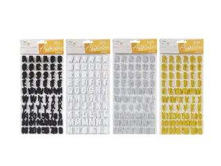 Stickers Alfabet glitter zwart wit zilver 3 assorti - 1