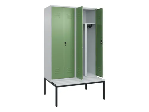 PBM-locker met bank,HxBxD 2120x1200x815mm,4vak,vak B 300mm