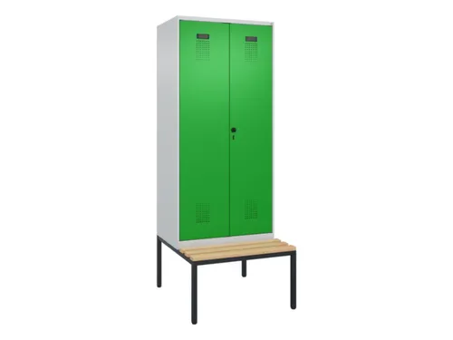 PBM-locker met bank,HxBxD 2120x800x815mm,2vak,vak B 400mm,draaigrendel