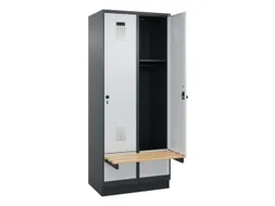 locker met bank,HxBxD 1950x800x815mm,2vak,vak B 400mm,draaigrendel