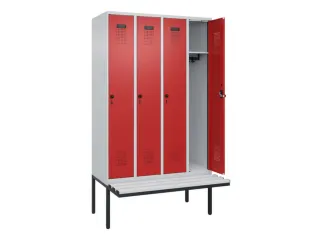 locker met bank,HxBxD 2120x1200x815mm,4vak,vak B 300mm,draaigrendel - 1