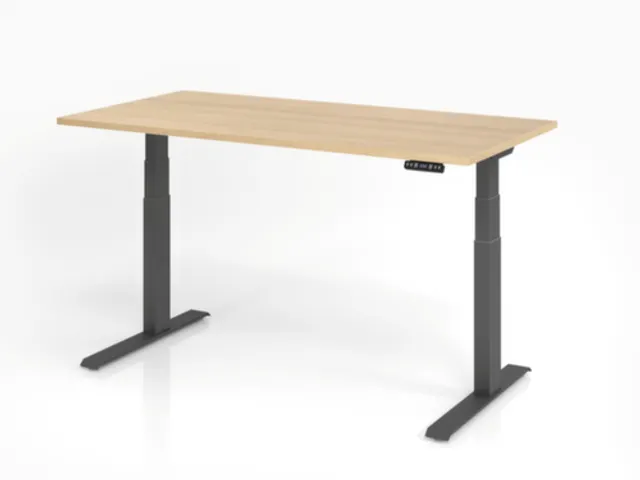 Bureau assis-debout électrique 640-1290x1600x800mm chêne/graphite