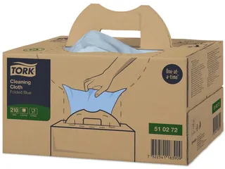 Reinigingsdoek Tork 510272 W7 Premium 1-laags 210 vel blauw - 3