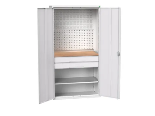 Systeemkast 2000x1050x550mm 1xlegbord 2laden RAL7035