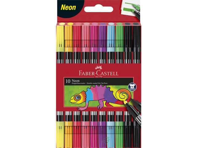 viltstiften Faber-Castell Duo neon kleuren in etui a 10 stuks | FaberCastellShop.nl