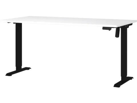 Elektrisch ihv bureau,HxBxD 710-1190x1600x800mm,blad wit,T-voet zwart