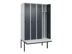 locker met bank,voor scheiding van kleding,HxBxD 2120x1200x815mm,4vak