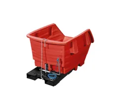 PE-kiepbak,HxLxB 625x1420x920mm,0,3m³,draagverm. 150kg,rood,vorkkoker