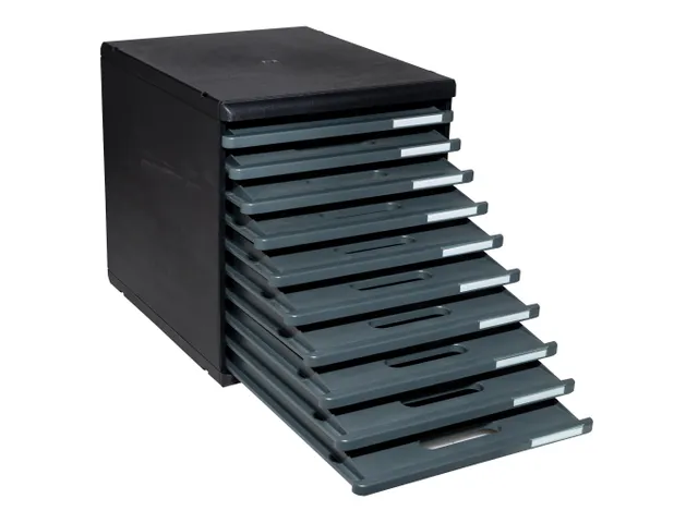 Module de classement Modulo Ecoblack 10 tiroirs ouverts - Gris foncé